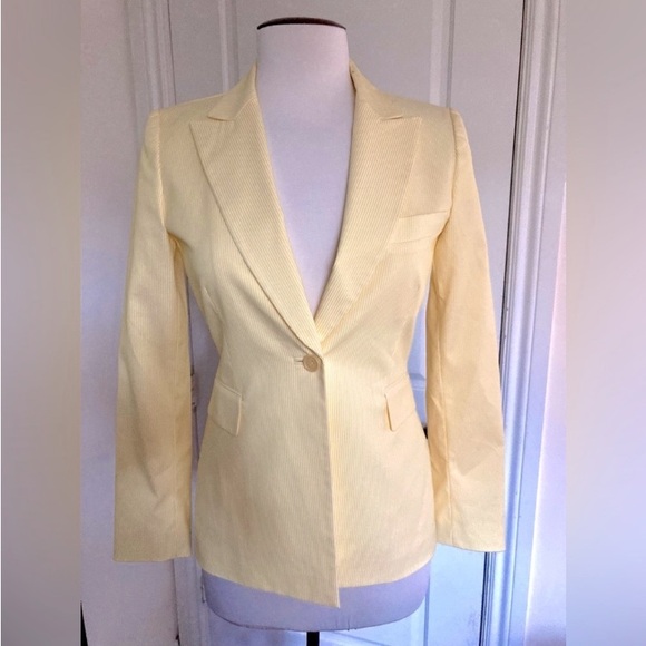 Isabella DeMarco Yellow & White Stripped Blazer Jacket. Tailored Style. - Picture 5 of 14